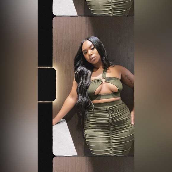 Olive Two Piece Skirt Set - Picture 1 of 3